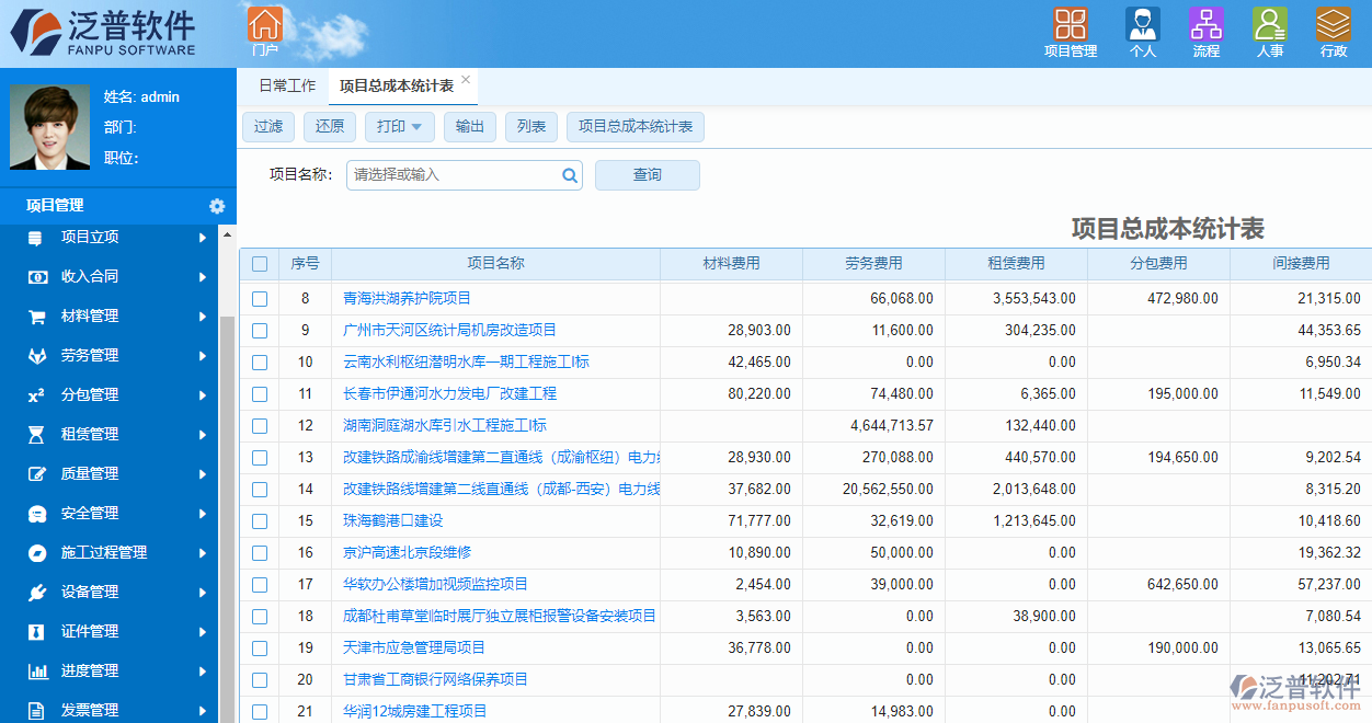 建筑加固工程管理系统成本管理