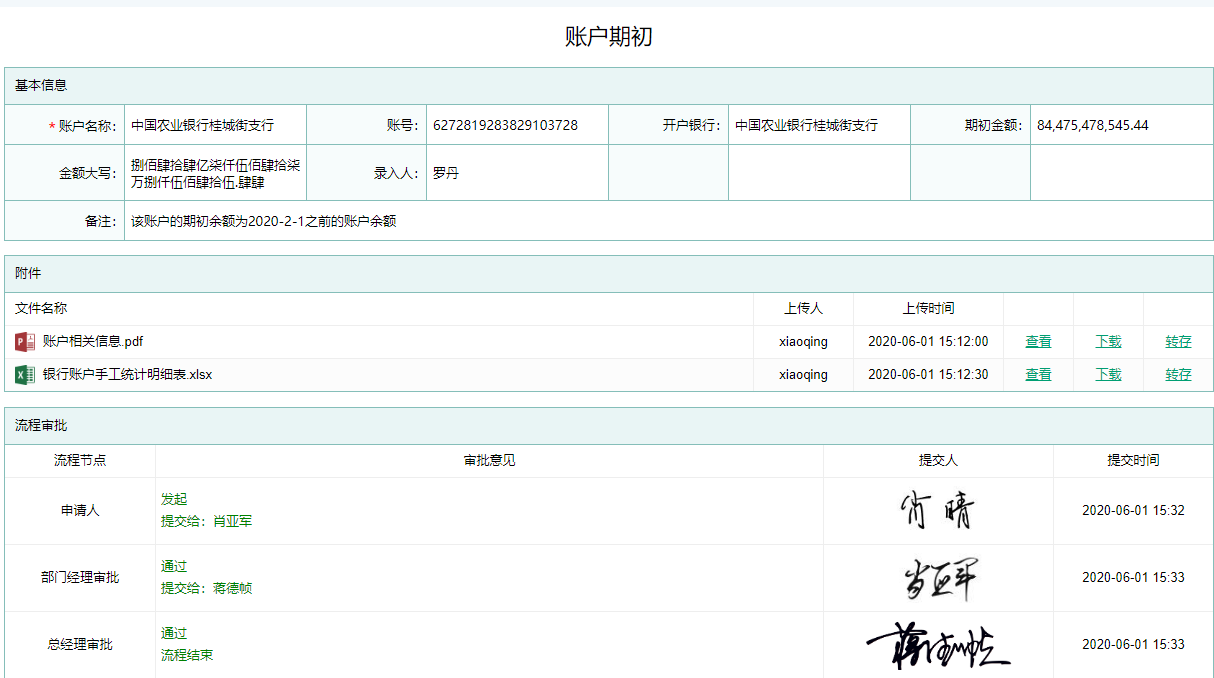账户期初