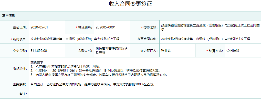 收入合同变更签证