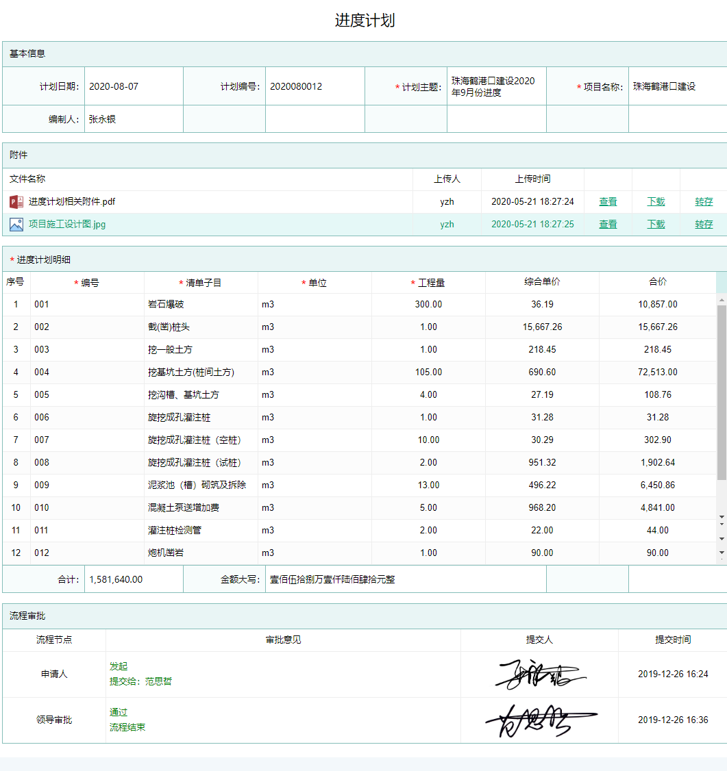 项目进度计划