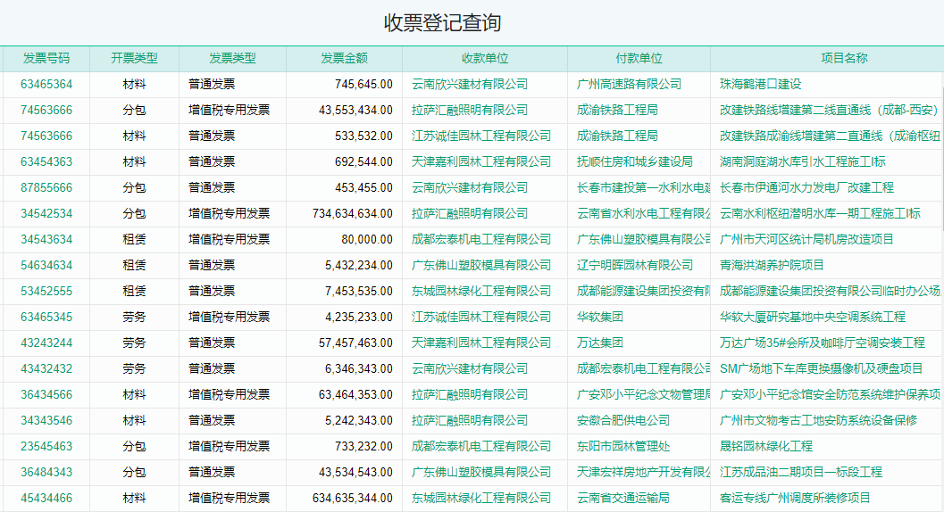 收票登记查询