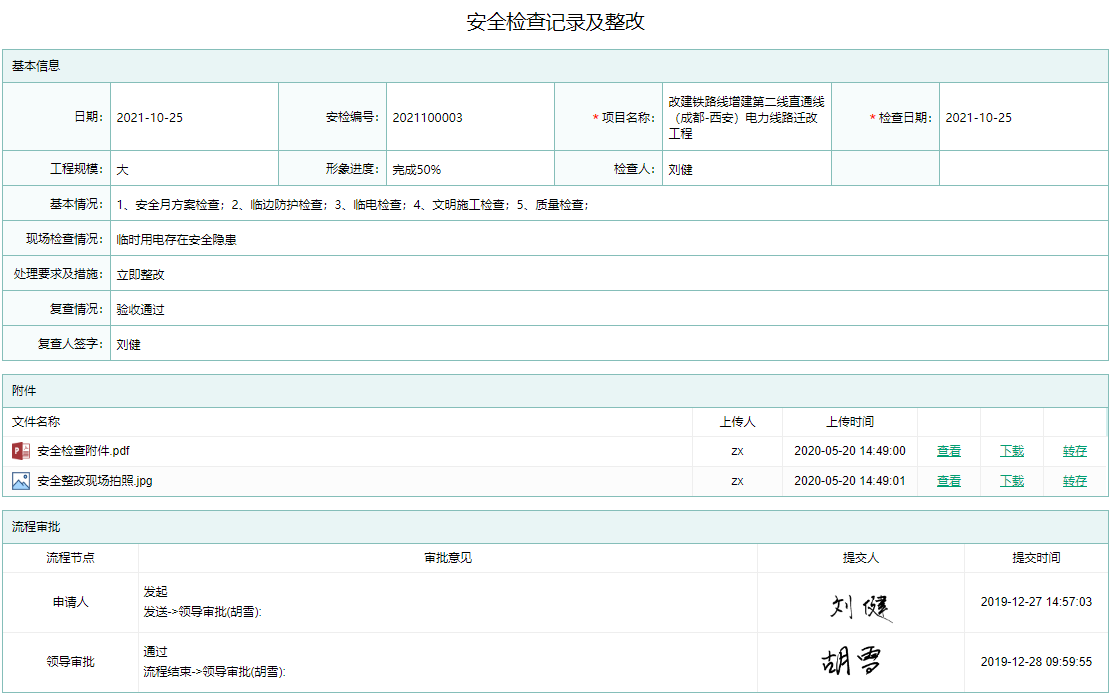 安全检查记录及整改