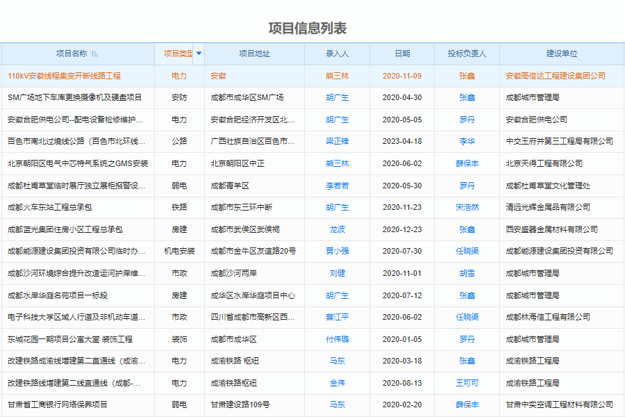 建米软件投标信息登记