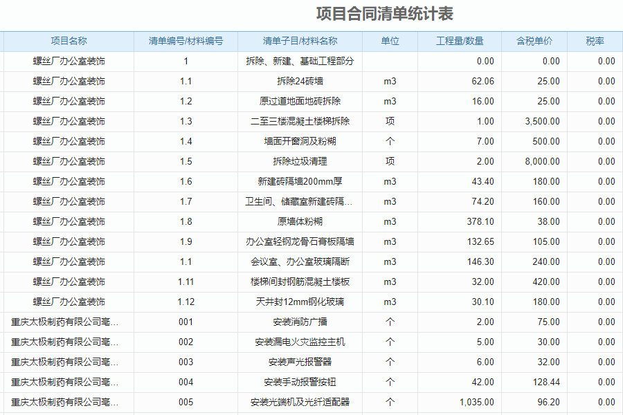 建米软件工程咨询综合管理软件合同管理