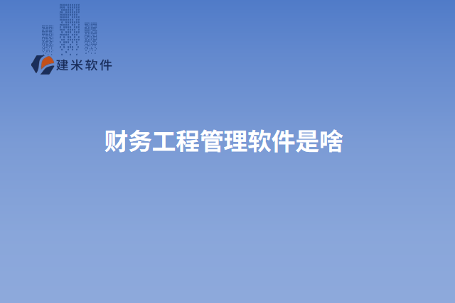 财务工程管理软件是啥