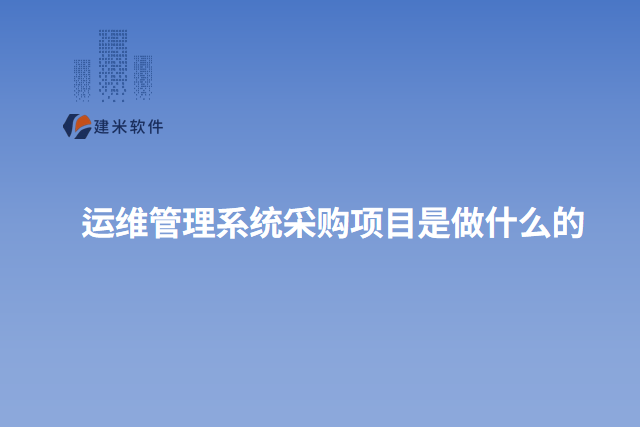 运维管理系统采购项目是做什么的
