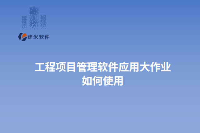 工程项目管理软件应用大作业 如何使用
