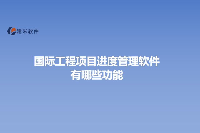 国际工程项目进度管理软件有哪些功能