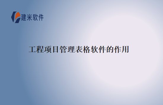 工程项目管理表格软件的作用