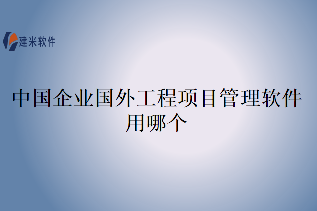 中国企业国外工程项目管理软件用哪个