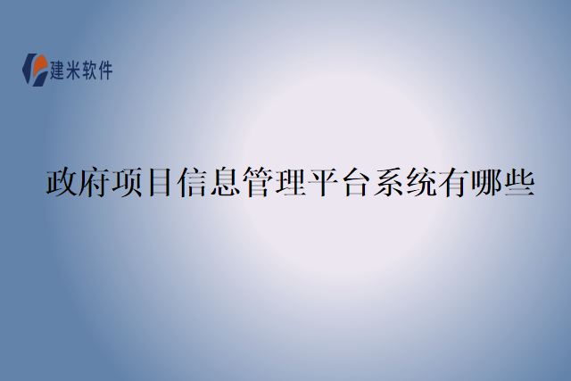 政府项目信息管理平台系统有哪些