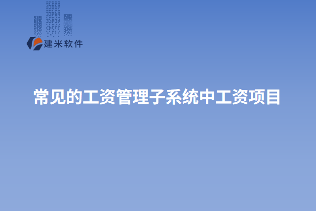 常见的工资管理子系统中工资项目