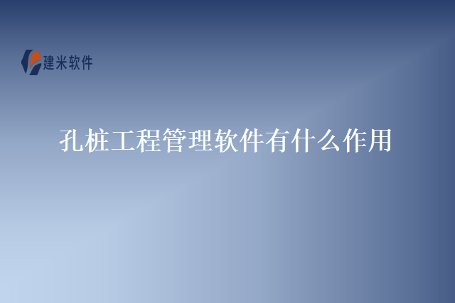 孔桩工程管理软件有什么作用