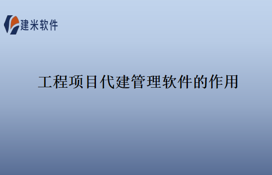 工程项目代建管理软件的作用