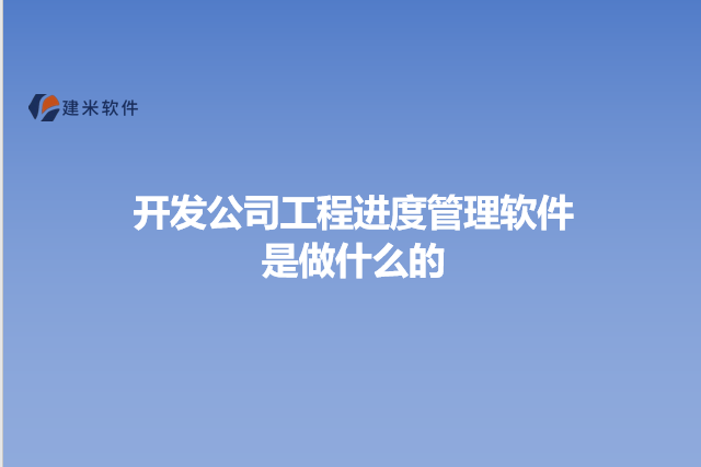 开发公司工程进度管理软件是做什么的