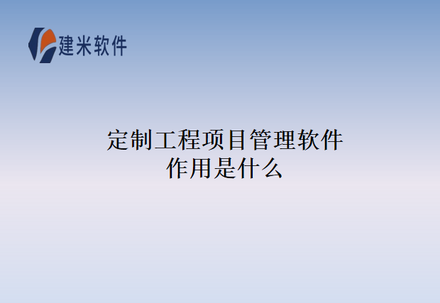 定制工程项目管理软件作用是什么