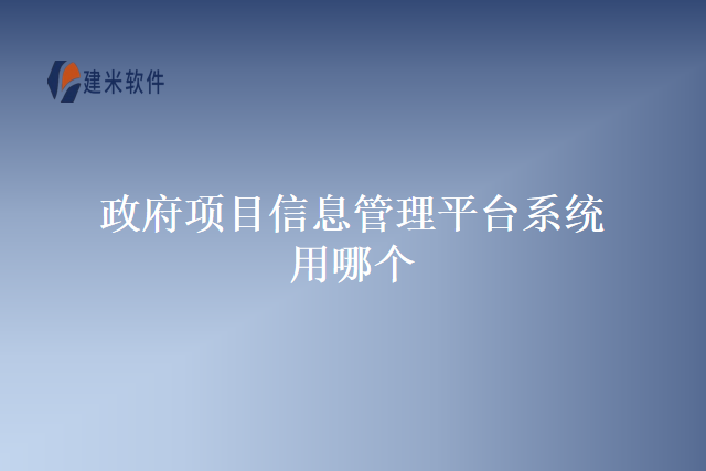 政府项目信息管理平台系统用哪个