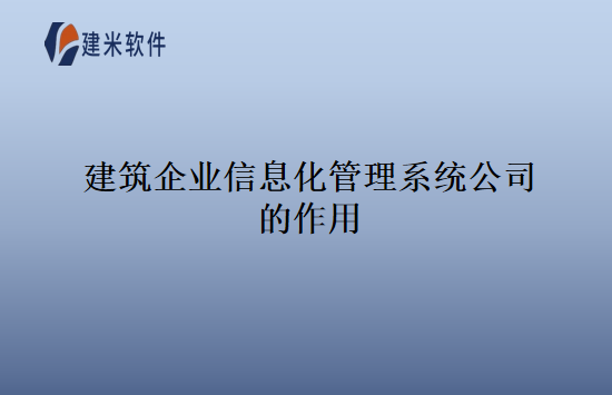 建筑企业信息化管理系统公司的作用