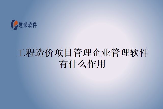 工程造价项目管理企业管理软件有什么作用