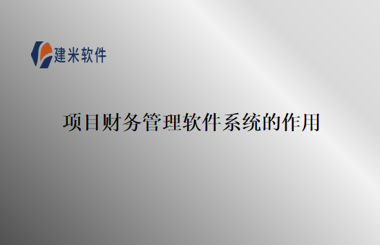 项目财务管理软件系统的作用