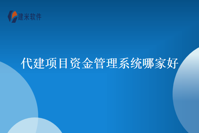 代建项目资金管理系统哪家好