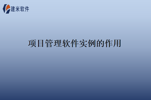 项目管理软件实例的作用
