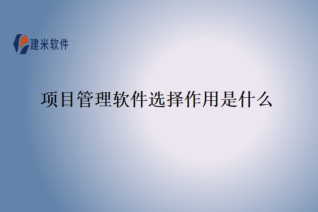 项目管理软件选择作用是什么