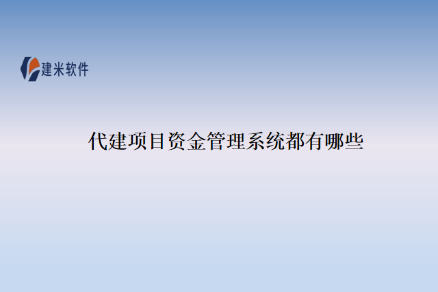 代建项目资金管理系统都有哪些