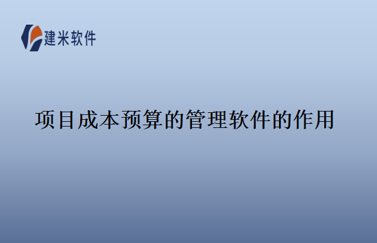 项目成本预算的管理软件的作用