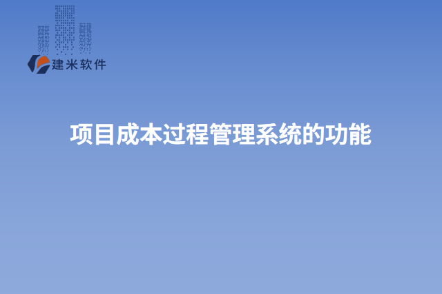 项目成本过程管理系统的功能