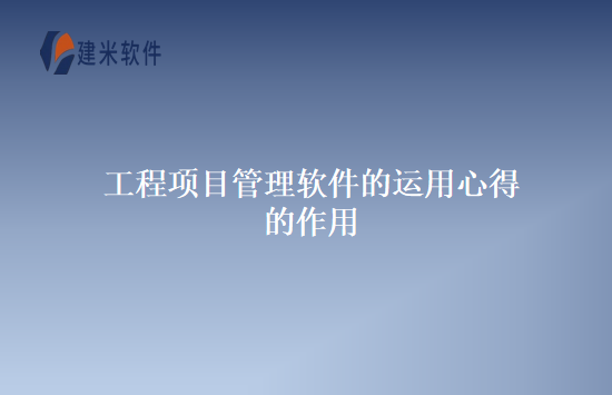 工程项目管理软件的运用心得的作用