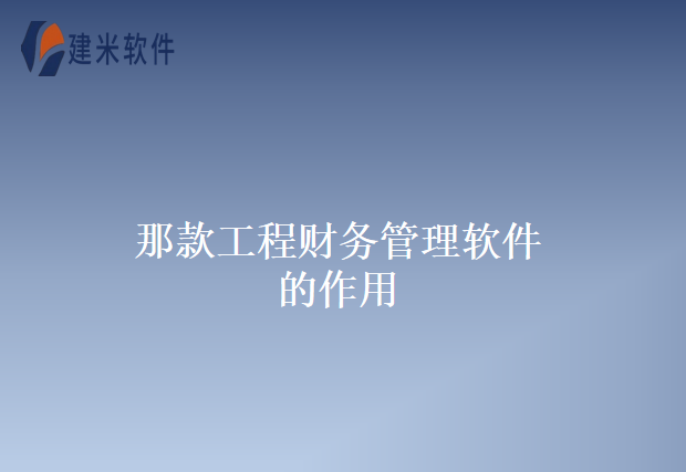 那款工程财务管理软件的作用