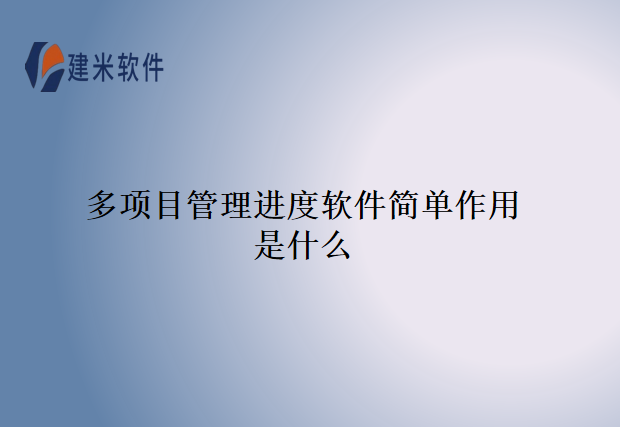 多项目管理进度软件简单作用是什么