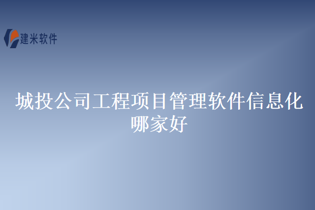 城投公司工程项目管理软件信息化哪家好