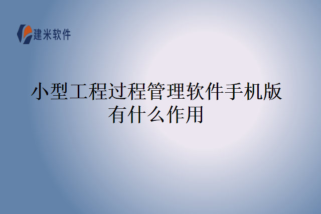 小型工程过程管理软件手机版有什么作用