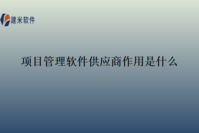 项目管理软件供应商作用是什么