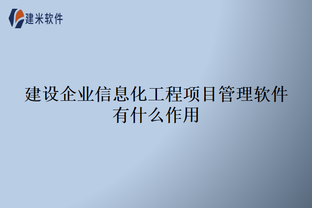 建设企业信息化工程项目管理软件有什么作用