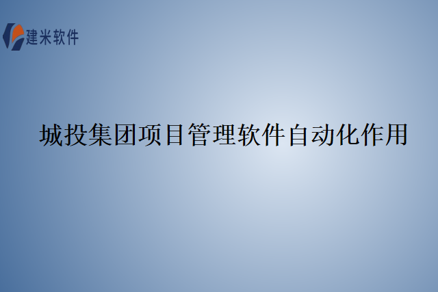 城投集团项目管理软件自动化作用