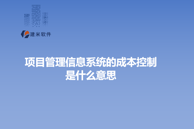 项目管理信息系统的成本控制是什么意思