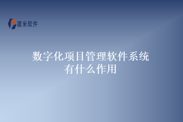 数字化项目管理软件系统有什么作用