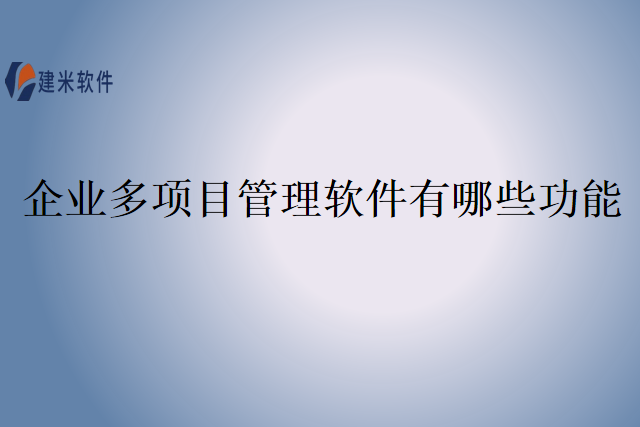 企业多项目管理软件有哪些功能