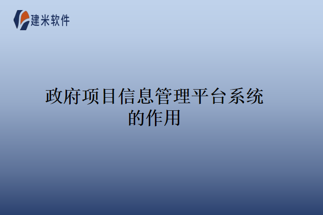 政府项目信息管理平台系统的作用