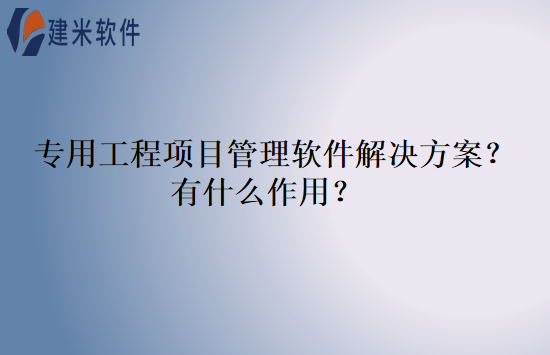 专用工程项目管理软件解决方案？有什么作用？