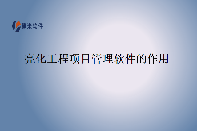 亮化工程项目管理软件的作用
