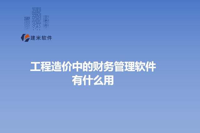 工程造价中的财务管理软件有什么用