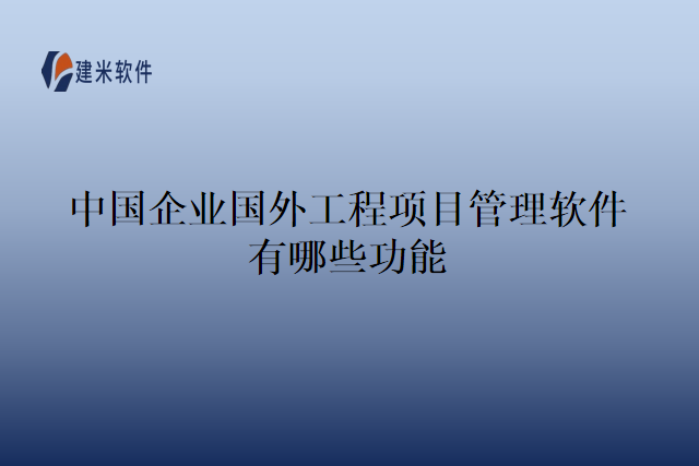 中国企业国外工程项目管理软件有哪些功能