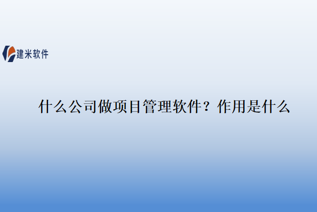 什么公司做项目管理软件？作用是什么