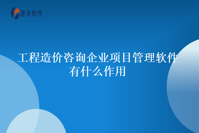 工程造价咨询企业项目管理软件有什么作用