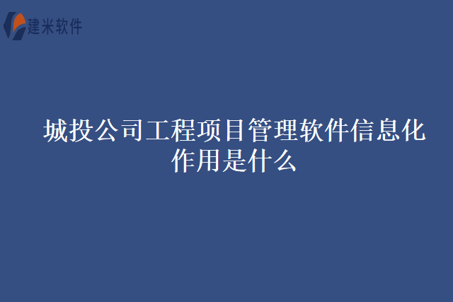 城投公司工程项目管理软件信息化作用是什么