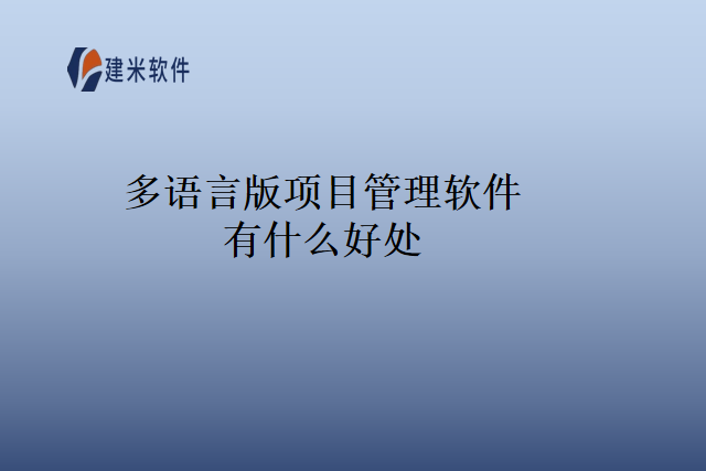 多语言版项目管理软件有什么好处
